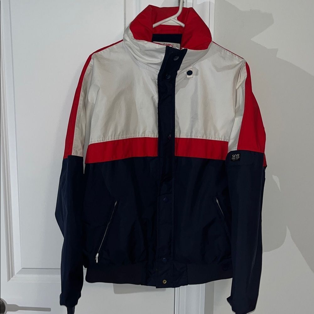 Vintage Red Blue SKYR Goretex lined Ski Snowboard Hooded Zip Waterproof jacket